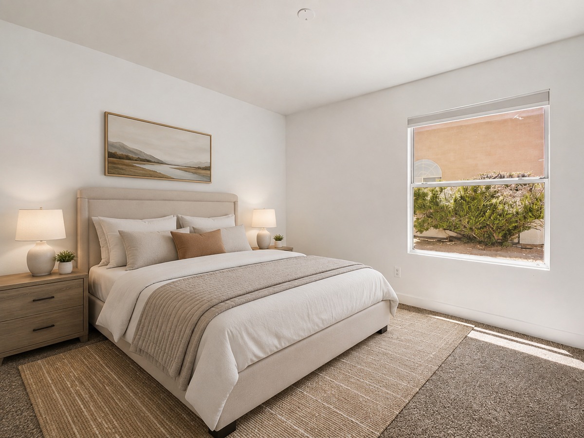 Staged bedroom after transformation